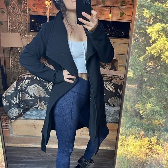 Eclipse, black  tie up trench coat pea coat size M - Picture 14 of 15